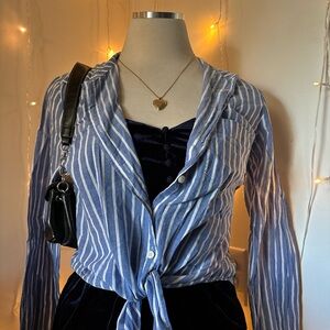 J. Crew Blue and White Striped Button Down Shirt